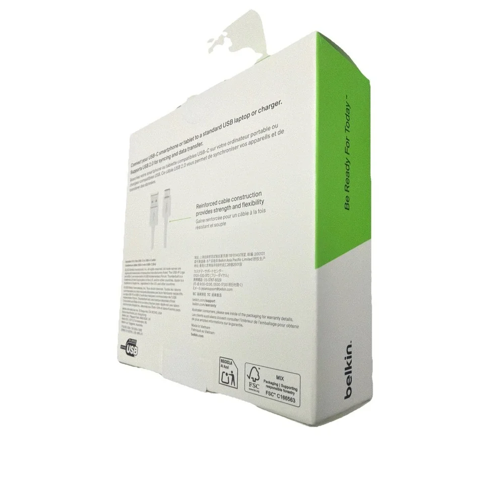 Belkin USB-C to USB-A White Cable (3M /10ft)‎ for Apple/Samsung/Google/LG . New